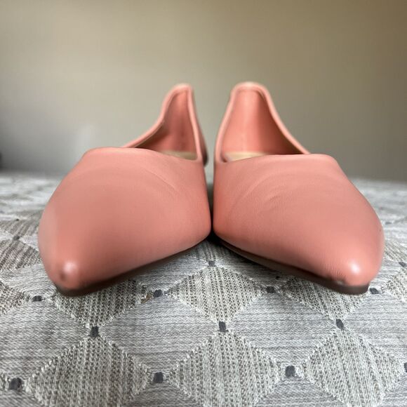 NEW C.Paravano Salmon Pink Low Block Heel Women 8.5 Pointed Toe Classic Spring - Picture 8 of 14